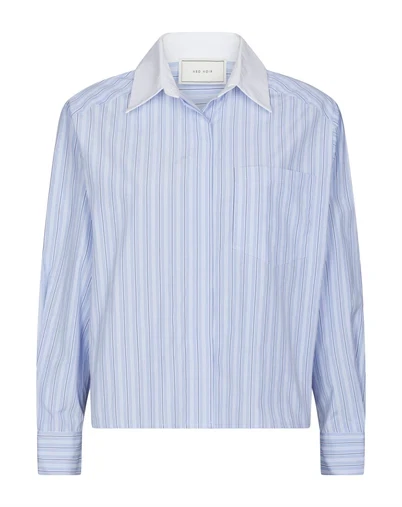 Neo Noir - Defia Stripe Skjorte - Ligt Blue Stripe 